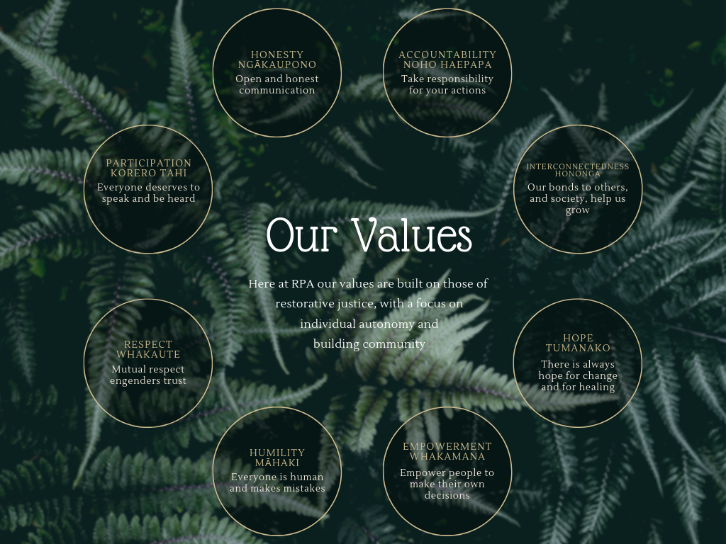 Values restorative practices justice aotearoa